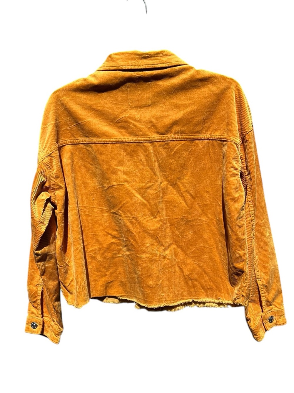 🌻Zara Sell Out Corduroy Jacket Mustard Cropped Oversized Raw Frayed Hem Size S - Picture 5 of 8